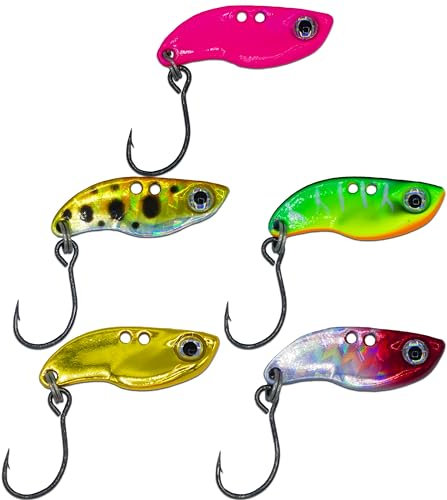 Paradox Fishing Vib Zikaden Set I 5 Stück 2,5g Zikade mit 5 Snaps #00 I Angeln Zikade Köder Spoon Forellenköder Set zum Forellen Angeln Forellen Angeln Forellen Spoons Forelle
