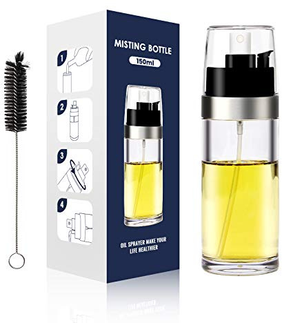 MTOUOCK Oil Sprayer for Cooking, Olive Oil Sprayer Mister for Cooking Refillable Oil Vinegar Dispenser for BBQ Baking Roasting, Grilling, Salad, 150ml with brush