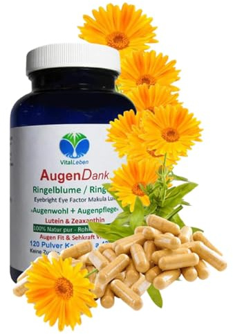 RINGELBLUME Lutein & Zeaxanthin AUGEN Vitamine 120 Kapseln [Augendank & Augenpflege] Sehkraft VITAL COMPLEX + Netzhaut + Makulapigmente - NATUR pur [OHNE ZUSATZSTOFFE] 26970-120
