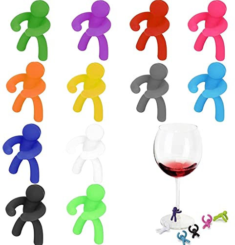 Lot de 12 marqueurs créatifs d'identification de verre à vin - Marqueurs de verre de bar en silicone - Marqueurs de verre à vin - Marqueurs de boissons pour verres, décorations de table et d'intérieur