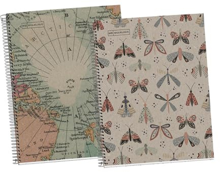 Miquelrius - Pack 2 Cuadernos A4 Reciclados Cuadriculados, 80 Hojas de 80 g/m², Cuadrícula 5 mm, 1 Banda de Color a Juego con la Cubierta, 4 Taladros para Archivar