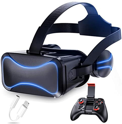 JYMYGS Lunette 3D VR, Casque de Réalité Virtuelle, Casque VR, Contrôleur Bluetooth Smartphone pour iPhone 13 Pro Max/13 Pro/13/12/11, pour Samsung Galaxy S21, Huawei, Xiaomi séries