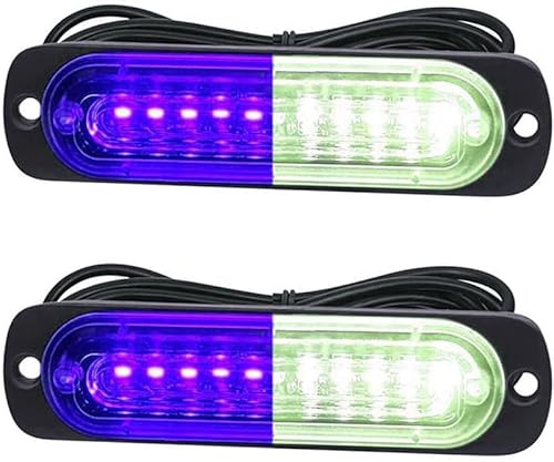 Luces LED estroboscópicas para automóvil,10LED Blanco/Azul Advertencia de emergencia Barra de luz estroboscópica intermitente para vehículos todoterreno, vehículos todo terreno (2PCS)