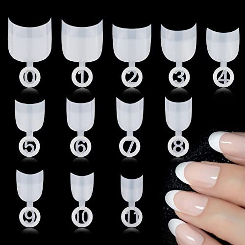 MWOOT 600 Pezzi Ovale Corto Finte Unghie Tip Nail Art Tips, Francese Acrilico Mezza Copertura Artificiale Fake Nail Estensione Kit per Fai Da Te Salone Manicure Decorazioni, 12 Taglie (Bianco)