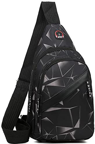 NEUSOP Herren Sling Bag Umhängetaschen Brusttasche für Herren Schultertasche Rucksack Crossbody Bag Hiking Fitness Radfahren Chest Bag Sporttasche Wasserdicht Polyester Schwarz