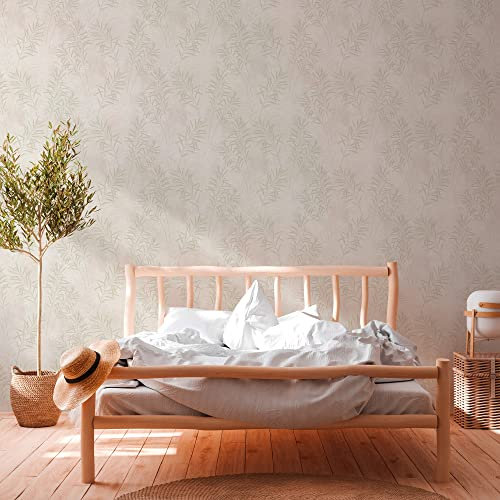 Livingwalls Tapete Floral Creme Grün Metallic Terra 389194 - Vliestapete - 10,05 m x 0,53 m Made in Germany