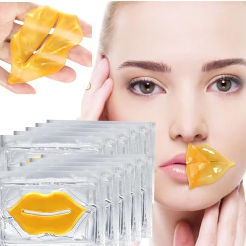 Nielies 24K Golden Hydrating Lip Mask Patches, Korean Skincare, Plumping Treatment, 30 Pieces (Golden)