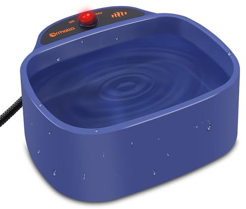 Ormalla Heated Dog Bowl, 96oz/2.8L Outdoor Heated Water Bowl for Dogs, Cats, Chickens and Squirrels, Heated Pet Bowl with Chew Resistant Power Cord and ON/Off Switch, 35W