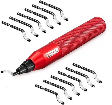 CGBOOM Entgrater Werkzeug mit 12 Stück HSS Ersatzklingen, 360 ° Rotierender Klinge, Entgrater für Kunststoff, Metall,3D Drucker, Epoxidharz, Rohr, PVC, Stahl und Aluminium, Universal Handentgrater