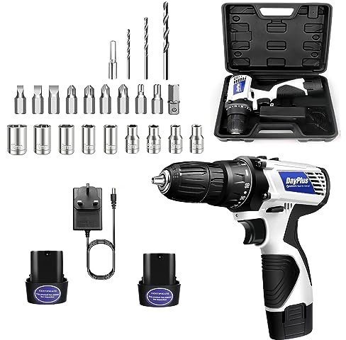 Qimu Akku-Bohrschrauber Akkubohrer 16.8V Akkuschrauber Set mit 2×1,5Ah Akkus, LED Licht, 2 Geschwindigkeitsstufen, 25+1 Drehmomentstufen, 45Nm Akku Bohrmaschine Schrauber mit 26tlg Zubehör,Kit-Kasten