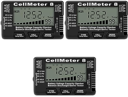 OSALADI 3pcs Battery Checker Lcd Voltage Tester for Li-ion Li-po Nimh Compact Battery Capacity Monitor Backlight for Easy Voltage Measurement for Portable Use