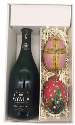 Coffret cadeau blanc - Champagne Ayala - 1 Brut - 2 Oeufs de Fabergé (motif aléatoire) LE PETIT DUC