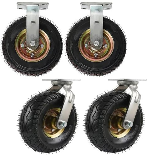 SAGIDAR Luftbereift Für Schubkarre, Möbel Industrierollen, 360 Grad Drehbar, 4 Stück Luftreifen Gummiräder Schwarz, Ø 150/200/250mm, Plattformwagen Rad, Geräuschlose Schwerlast Räder