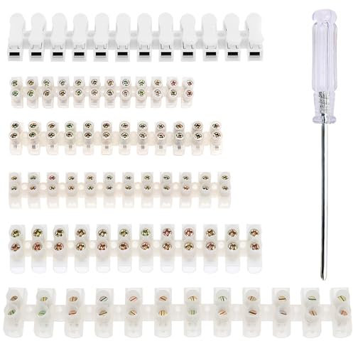 YIXISI 6 Pièces Bornes a Vis Double Rangée, 3A/6A/10A/20A/30A Barrette Connexion Bornier Electrique, Double Rangée de Connecteurs de Fil de Connecteur de Position 12, avec Tournevis
