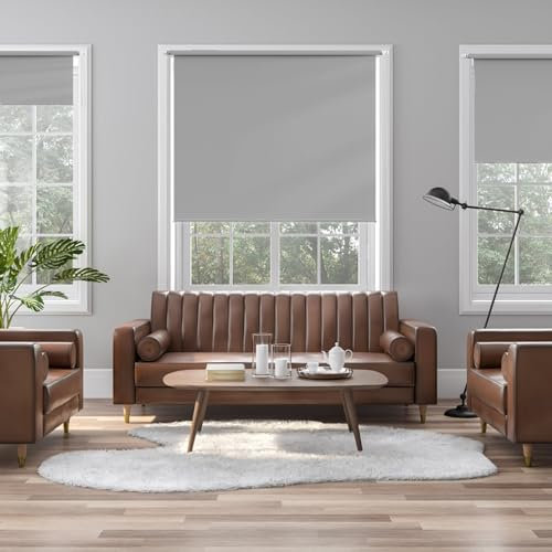 Rollo klemmfix 120 x 240 cm, Sichtschutz und Sonnenschutz Blickdicht, Blickdicht Jalousie, inkl. Befestigungsmaterial, für Fenster und Tür, Hellgrau