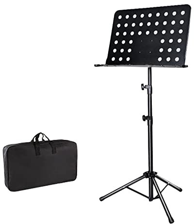 HJXGQJM Tragbarer Notenständer Aus Metall Stabil Und Höhenverstellbar, Klappbare Notenablage,Notenhalter Orchesterpult, for Geigengitarristen, Schwarz Notenständer