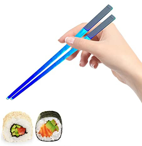 Kirdume 1 Pair Light-Saber Chopsticks | LED Light Up Chopsticks | Stars Wars Theme Chopsticks | Eating Chop Sticks | Reusable Lumi-Nous Chopsticks Tableware | Food-Grade Safe ABS Tableware
