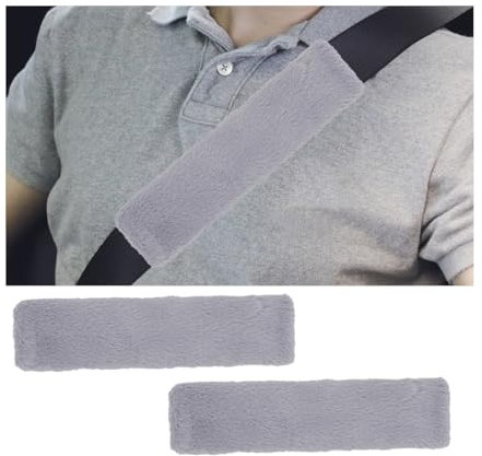 CGEAMDY 2 Pezzi Protezione per Cintura Di Sicurezza, Morbida Copertura Del Cuscinetto Della Cintura Di Sicurezza Dell'auto, Cintura Di Sicurezza Copertura Auto Peluche, per Berlina Camion(Grigio)
