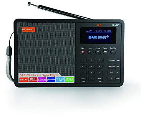 Radio digitale portatile con DAB+ e FM, display LCD da 1,8 pollici, altoparlante stereo BT V2.1+EDR, radio FM con sveglia, timer di spegnimento, lettore digitale scheda TF, ingresso AUX USB