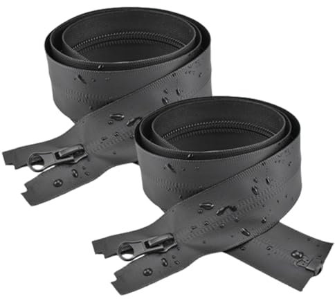 LuLiyLdJ 2 Pezzi 70 cm Nero Cerniera per Giubbotto, Chiusura Lampo Impermeabile a 2 Vie Divisibile, Cerniere Lampo, Cerniera Lampo 70 cm