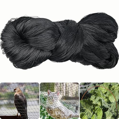 MAILEKT Filet de protection contre les oiseaux et les plantes, indéchirable, résistant, 10 x 10 m, avec grands trous, largeur de maille 5 x 5 cm - Noir