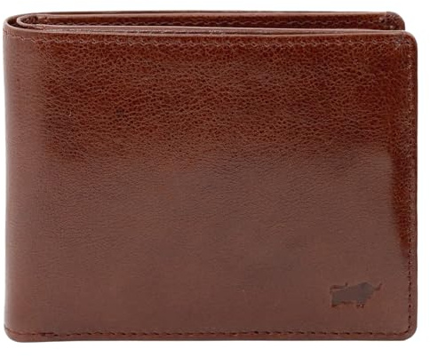 BRAUN BÜFFEL - Herren RFID Geldbörse Arezzo - 4 Kartenfächer und 4 Steckfächer aus echtem Rindleder Schlichtes Design - Tabak