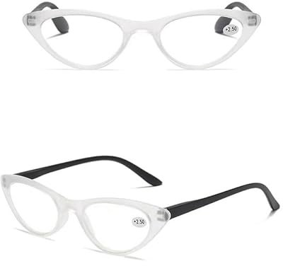 Mode CatEye Brillen Lesehilfe, Retro High Definition Bequeme Gläser Lesebrille Schildpatt, Blaulichtfilter Computerbrille(White,+3.00)