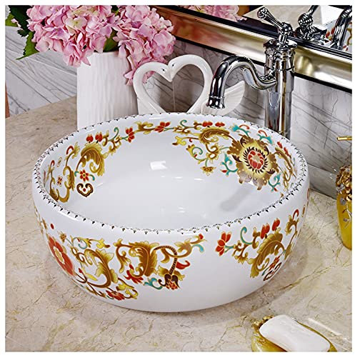 Tu Ye Vasque à Poser, Lavabo de Salle de Bain Plan de Toilette Moderne au-Dessus du comptoir Meuble de Salle de Bain Vasque à Cuvette Lavabo Rond for Salle de Bain 40x15cm