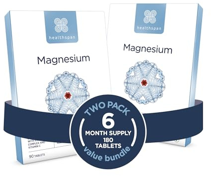 Healthspan Magnesium 375mg | Everyday Support for Muscles & Nervous System | Added B Vitamins Complex | Added Benefits for Your Bones, Teeth & Energy Levels | Vegan (180 Tablets)