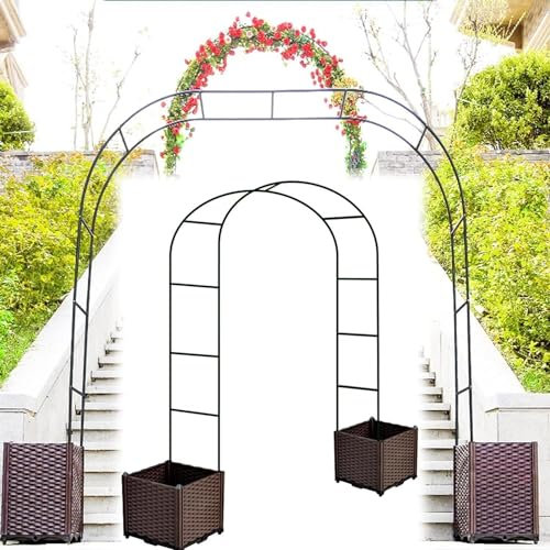 Arche de jardin ZCX en métal avec cadre en treillis pour plantes grimpantes, arche de jardin extérieure avec bacs à plantes, arches de pergola de jardin, décoration extérieure et décoration d'arche
