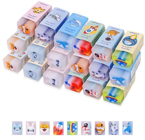Kaizuca 18 Pezzo Gomme Cancellare, Creative Gomma Cancellare, Kawaii Gomme Cancellare, Regali per Studenti, Bomboniere, Riempitivi Regalo, Premi per i Compiti