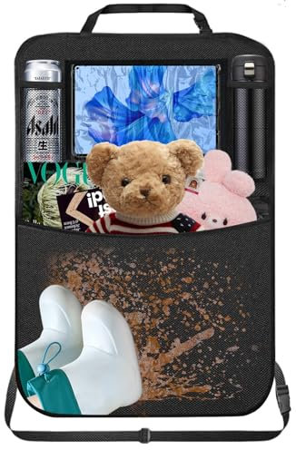 Criveple Protezione per schienale auto, protezione posteriore per bambini, Oxford 600D, impermeabile e antisporco, organizer per la conservazione di oggetti dei bambini, protezione da calcio (1 pezzo)