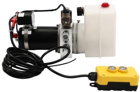 Qussse Hydraulikpumpe 800W 12V Hydraulikaggregat Hydraulik Pumpe Kipperpumpe mit 1.5L Reservoir für Kippanhänger Autohebebühnen Streuer und Kippwagen