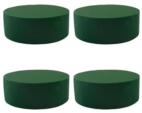 Nurila 4 Stück 10x4 cm Blumensteckschaum Runde, Steckschaum für Blumen Set,Steckmasse für Frischblumen, Steckschwamm für Basteln, Dekorationen, Hochzeiten und Blumengeschäfte, Grün