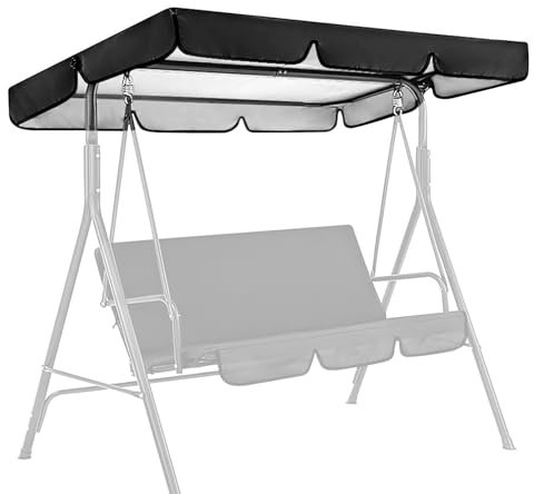 Sun Canopy for Hollywood Swing Roof Cover 195 x 125 cm, Hollywood Swing Sun Canopy, Universal Garden Swing Sun Canopy, Water-Repellent Garden Swing, Black
