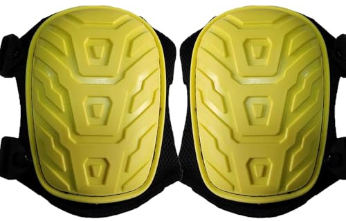 Bibykivn Genouillères à coque rigide Anti-chocs, antidérapantes et respirantes Genouillères professionnelles pour la construction, l'atelier et l'extérieur (Jaune)
