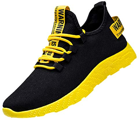 Zapatos Hombres La Entrenador Negro Correr Zapatos de Turismo Tejer Zapatos Ocio Hombres Volar Deportes le Zapatos Hombres Hombres Campamento Zapatos, amarillo, 42 EU