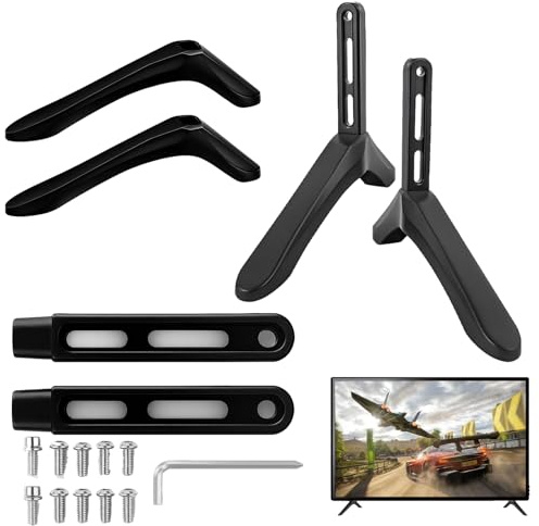 YceLon TV-Standfüße für 32 bis 65 Zoll Fernseher – TV Standfuss mit Schrauben & Werkzeug, Anti-Rutsch Sockelbeine, passend für 25-55mm Lochabstand