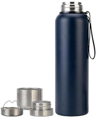 XUDREZ 1.5L Vacuum Insulated Stainless Water Bottle, Large Metal Bottle Flasks BPA Free, Non-Leak Sports Drinks Bottle for Running, Gym, Cycling (Dark Blue)