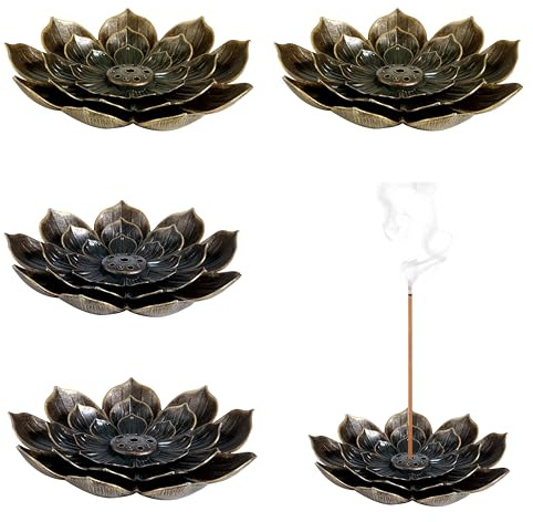 4 Pezzi Porta Bastoncini di Incenso Loto, Lotus Portaincenso Porta 6 Fori per meditazione, yoga, ufficio tokaneit