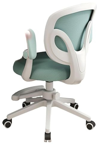 Sedia da scrivania per bambini, regolabile in altezza, girevole, con braccioli ribaltabili a 90°, ruote ergonomiche, per studio, giochi, casa, scuola, ufficio (verde)
