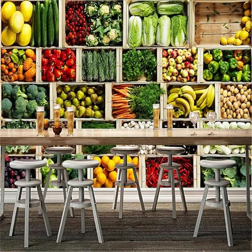 Fototapete Gemüse 3D Effekt Vliestapete Obst Foto Tapete Wohnzimmer Schlafzimmer Flur Wandtapete Motivtapeten Bildtapete Wand Deko 350x250 cm 0686b