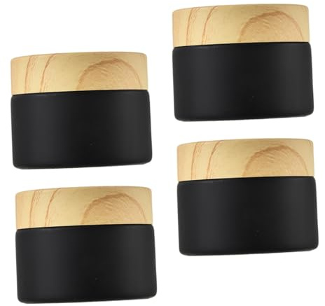 VILLCASE Lot De 4 Pots En Verre 5g Noirs Mats Pour Cosmétique, Récipients Étanches De Voyage, Petits Contenants Pour Crème Visage, Accessoires De Maquillage Portables