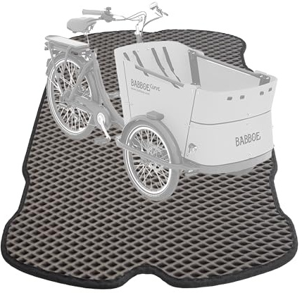 EVA Drive Premium Schutzmatte für Babboe Curve | Lastenrad Fußmatten Teppiche | Lastenrad Zubehör | mit Einfassung | Farbe Grau