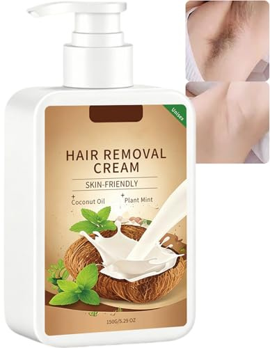 Crema depilatoria per il viso all'olio di cocco per donne, delicata crema depilatoria per pelli sensibili, labbro superiore, mento, viso, braccia e gambe, pelle liscia (1 pezzo)