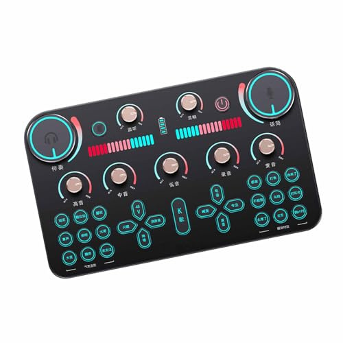 Chiyyak Bärbart Ljudkort Mikrofonset Live Streaming Sound Kit Professionella Sångeffekter för TikTok, Broadcasting