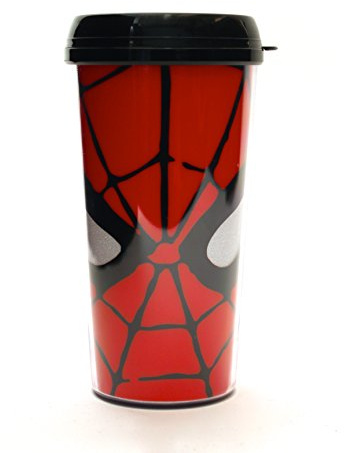 MARVEL Silver Buffalo MC7087G Tasse de voyage en plastique sans BPA Motif yeux Spiderman Rouge 473 ml