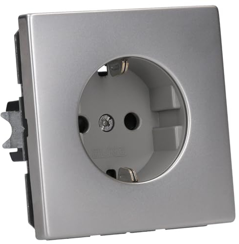 Jung Simple Insert Prise 2P+T Acier Inoxydable ES1520KI