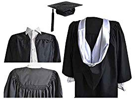 Ashington Gowns Flute Pleated BA Gown, Elasticated Mortarboard Cap and Burgon Academic/Graduate Hood