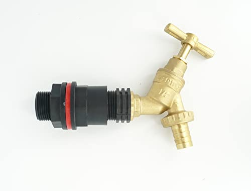 3/4 Tank/Water Butt/IBC Adapter to brass bib tap & 1/2 brass hose tail